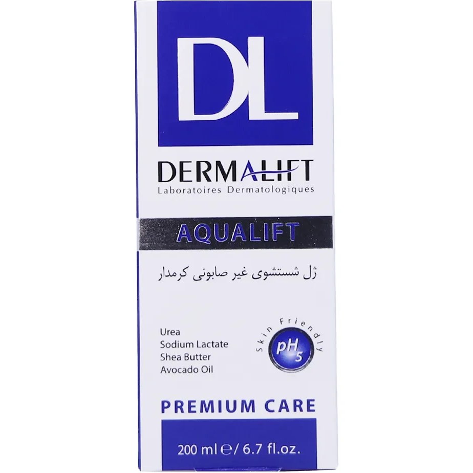 ژل شستشوی صورت درمالیفت مدل آکوالیفت مناسب پوست خشک حجم ۲۰۰ میلی لیتر