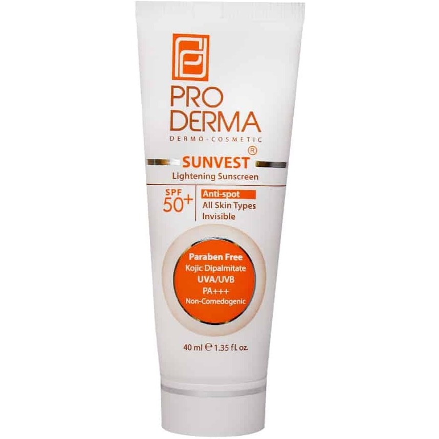 کرم ضد آفتاب روشن کننده لکه های پوست بژطبیعی (SPF50) ANTI-SPOT تیوپی 40 میل - پرودرما